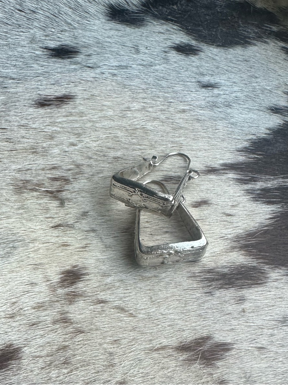 Silver stirrup earrings